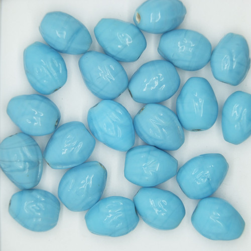 Glass Acorn Beads Light Blue Opaque 12mm pk/20 Glass Acorn Beads Light Blue Opaque 12mm pk/20