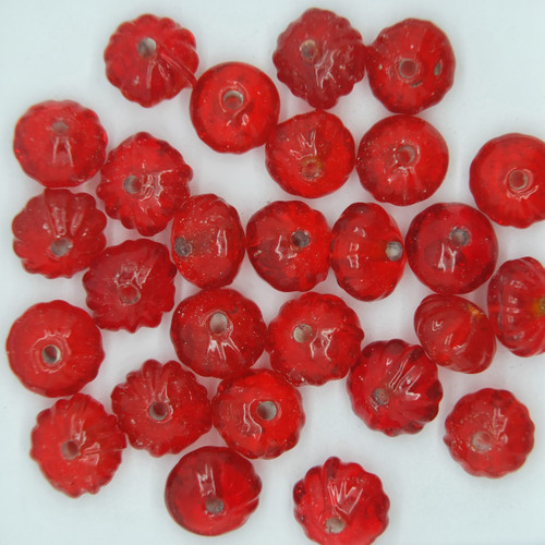 Glass Blossom Beads Red Transparent 8mm pk/25