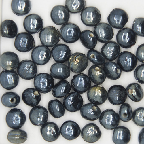 Glass Lentil Beads Black Luster 7mm pk/50