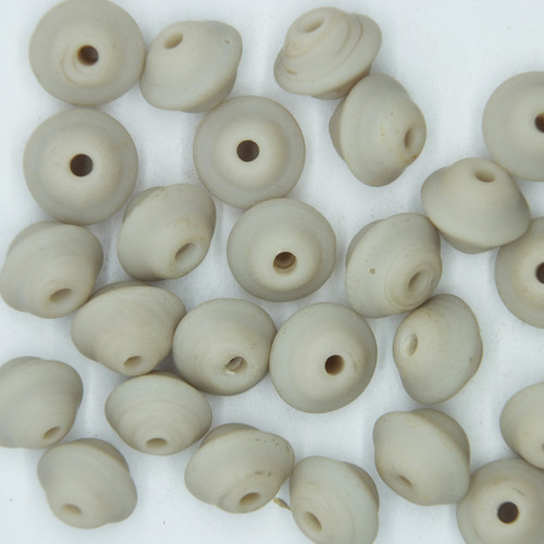 Glass Saucer Beads Bone Green Dot Matte Frost 9x11mm pk/25