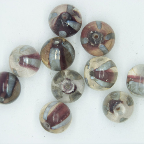 Glass Round Beads Purple Silver Jewel Whisper 12mm pk/10 Glass Round Beads Purple Silver Jewel Whisper 12mm pk/10