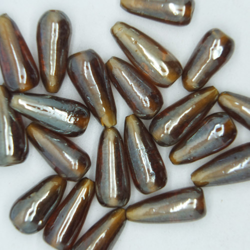 Glass Drop Beads Purple Transparent 18mm pk/20