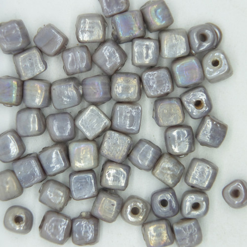 Glass Cube Beads Lavender Opaque 6mm pk/50