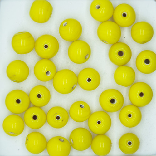 Glass Round Beads Yellow Opaque 8mm pk/30
