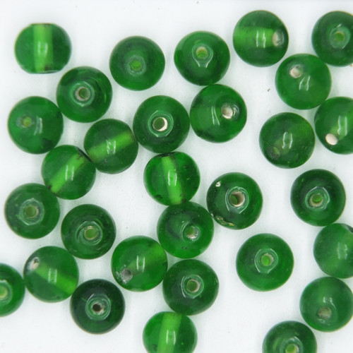 Glass Round Beads Green Transparent 8mm pk/30 Glass Round Beads Green Transparent 8mm pk/30