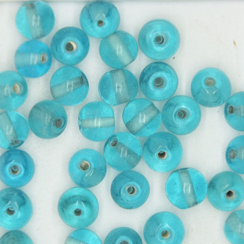 Glass Round Beads Pale Blue Transparent 8mm pk/30 Glass Round Beads Pale Blue Transparent 8mm pk/30