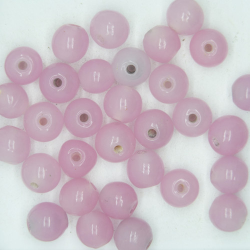 Glass Round Beads Pink Translucent 8mm pk/30