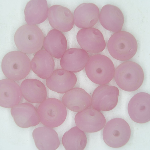 Glass Saucer Beads Pink Matte Frost 9x11mm pk/25