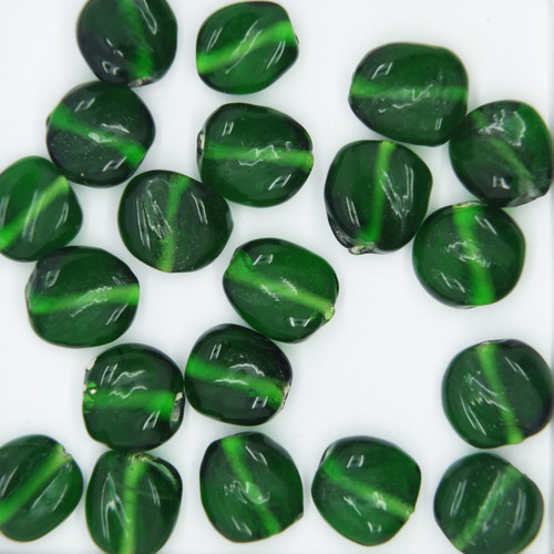Glass Twist Beads Emerald Green Transparent 12mm pk/20