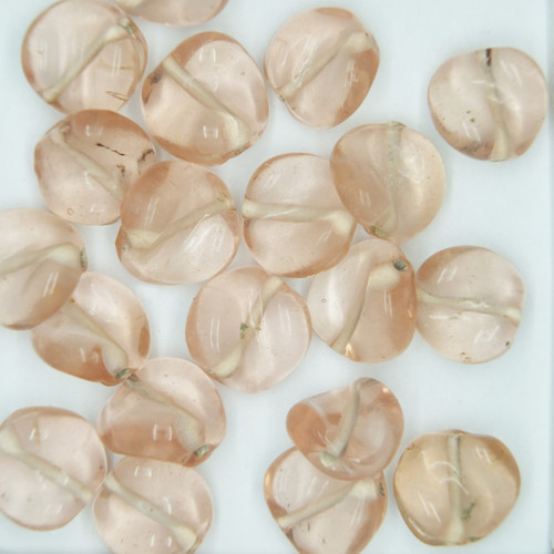 Glass Twist Beads Rose Pink Transparent 12mm pk/20