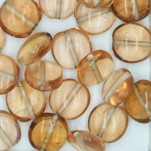 Glass Lentil Beads Rose Pink Transparent 12mm pk/20