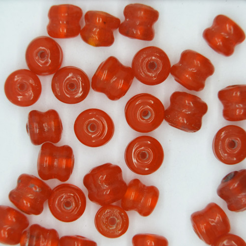 Glass Yoyo Beads Orange Transparent 7mm pk/30 Glass Yoyo Beads Orange Transparent 7mm pk/30