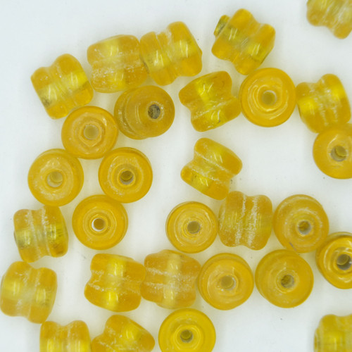 Glass Yoyo Beads Yellow Transparent 7mm pk/30 Glass Yoyo Beads Yellow Transparent 7mm pk/30