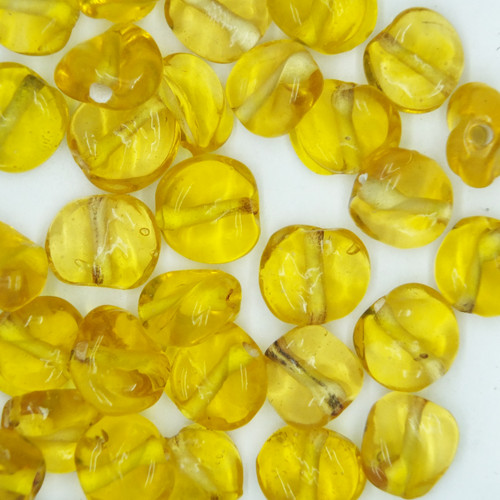 Glass Twist Beads Yellow Transparent 10mm pk/30