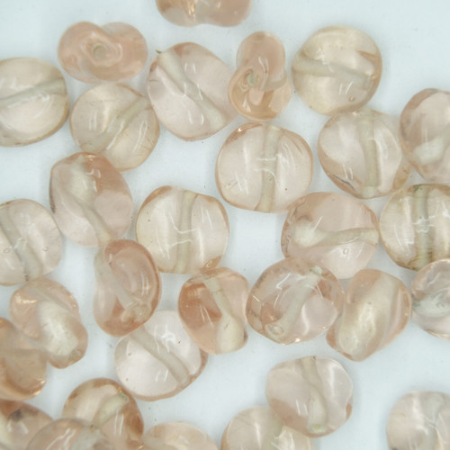 Glass Twist Beads Rose Pink Transparent 10mm pk/30