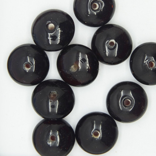 Glass Jewel Disc Beads Dark Topaz Transparent 10mm pk/10