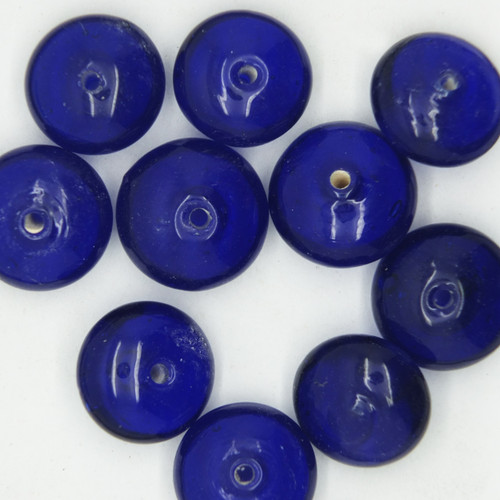 Glass Jewel Disc Beads Cobalt Blue Transparent 10mm pk/10