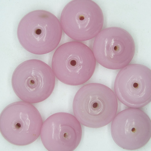 Glass Jewel Disc Beads Pink Translucent 10mm pk/10