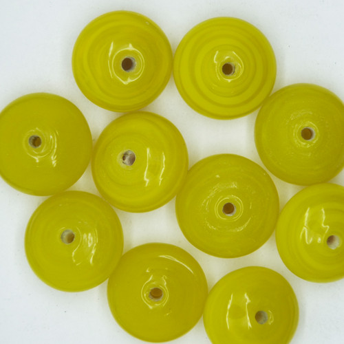 Glass Jewel Disc Beads Sun Yellow Translucent 10mm pk/10