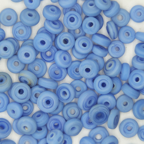 Glass Disc Beads Blue Matte Frost 3x7mm pk/100 Glass Disc Beads Blue Matte Frost 3x7mm pk/100
