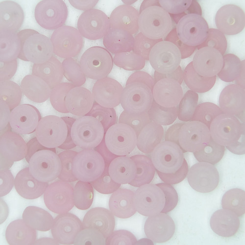 Glass Disc Beads Pink Matte Frost 3x7mm pk/100 Glass Disc Beads Pink Matte Frost 3x7mm pk/100