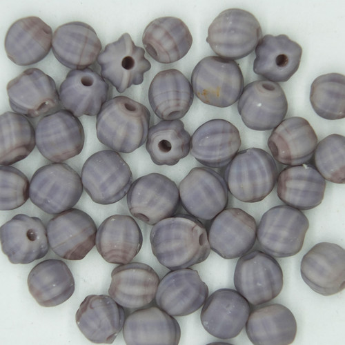 Glass Fluted Round Beads Lavender Matte Frost 6mm pk/40 Glass Fluted Round Beads Lavender Matte Frost 6mm pk/40