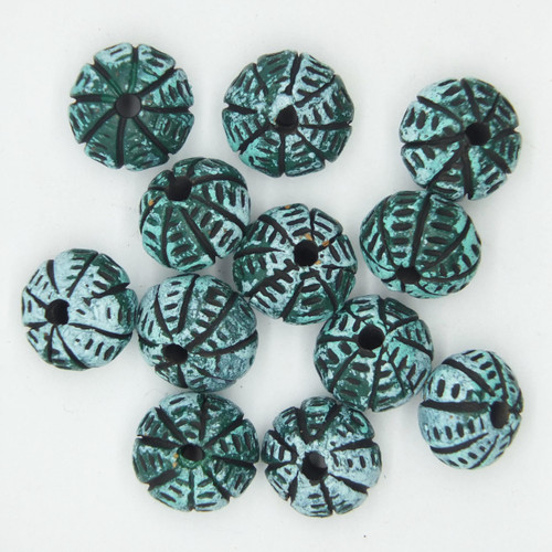 Cushion Teal Glazed Clay Beads pk/12 Cushion Teal Glazed Clay Beads pk/12