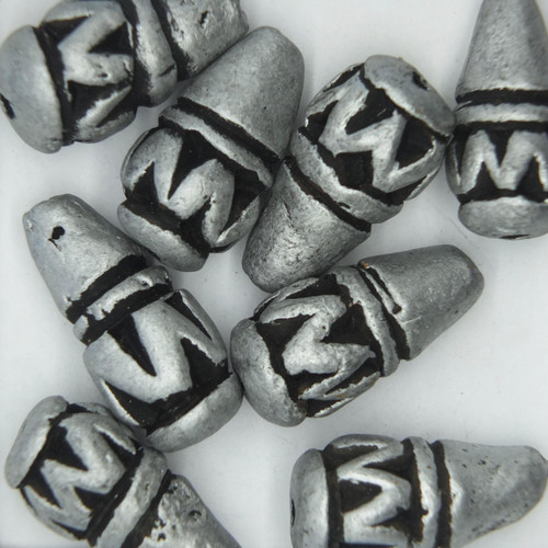 Ornate Vase Silver Glazed Clay Beads pk/8