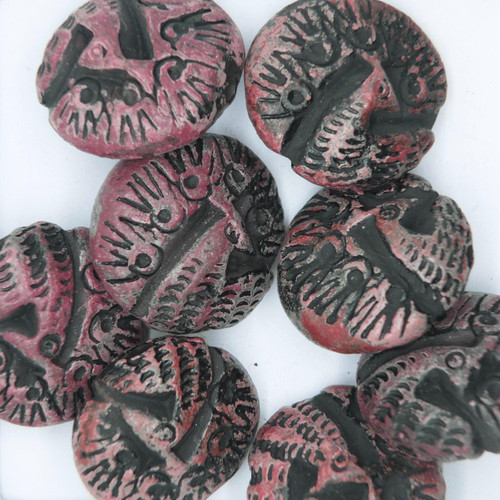 Peacock Cushion Pink Glazed Clay Beads pk/8