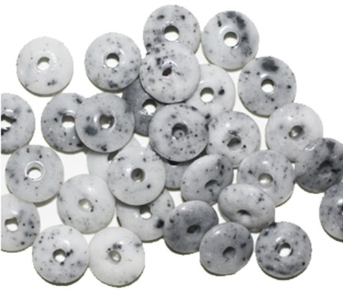 Gray Fossil Look Polished Disc Czech Pressed Glass Beads 7mm pk/30