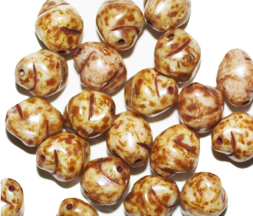 Yellow Picasso Snail Czech Pressed Glass Beads 11mm pk/20