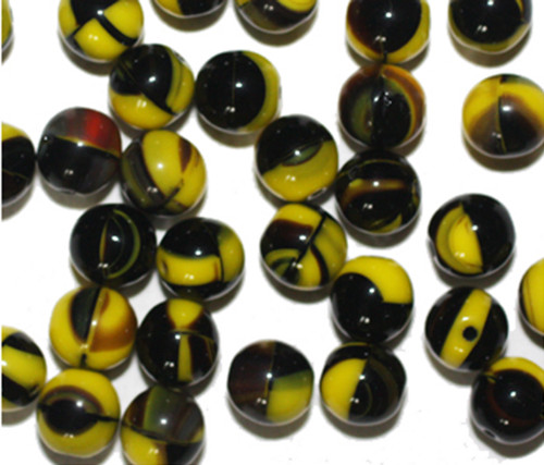 Yellow Brown Picasso Czech Pressed Glass Beads 7mm pk/30