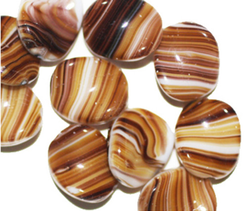 Brown Banded Twist Czech Pressed Glass Beads 16mm pk/10