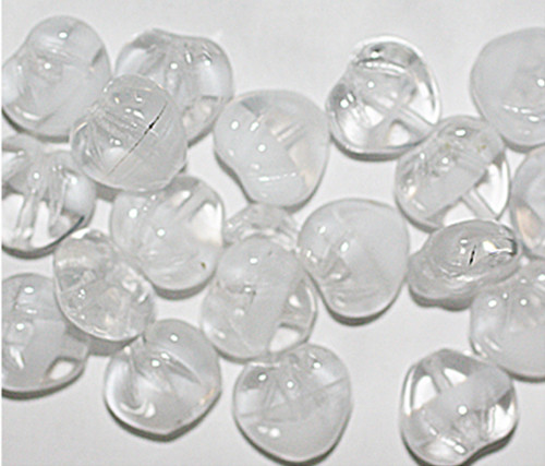 Cloudy White Heart Czech Pressed Glass Beads 10mm pk/20
