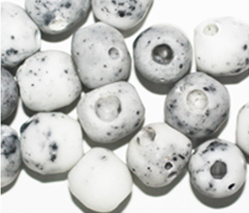 Gray Pitted Fossil Round Czech Pressed Glass Beads 12mm pk/16