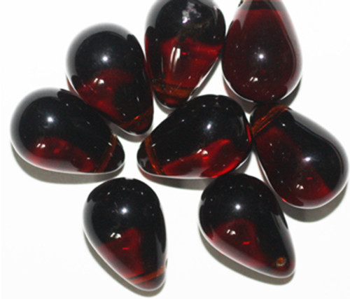Dark Topaz Side Drill Drop Czech Pressed Glass Beads 18mm pk/8