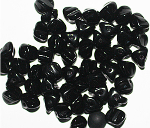 Black Tri Tube Czech Pressed Glass Beads 5mm pk/50