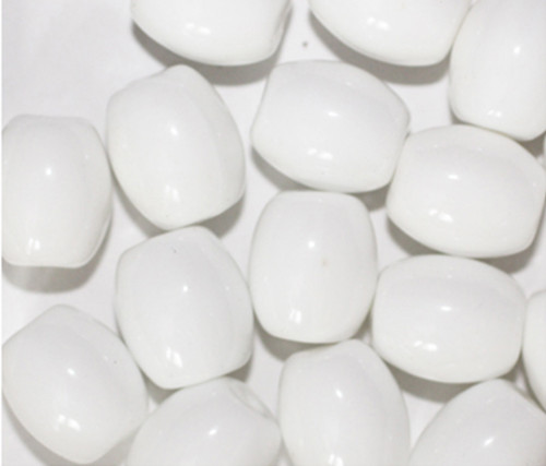 White Barrel Czech Pressed Glass Beads 13mm pk/20