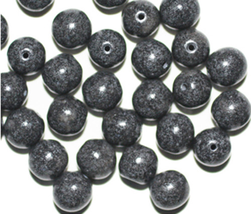 Speckle Gray Picasso Round Czech Pressed Glass Beads 8mm pk/30