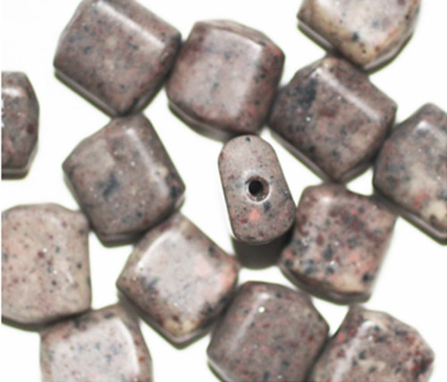 Brown Fossil Look Tablet Czech Pressed Glass Beads 12mm pk/16