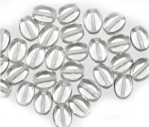 Clear Crystal Flat Oval Czech Pressed Glass Beads 8mm pk/30