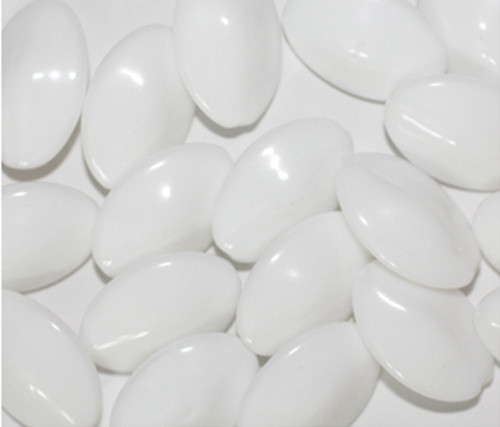 White Oval Czech Pressed Glass Beads 17mm pk/20