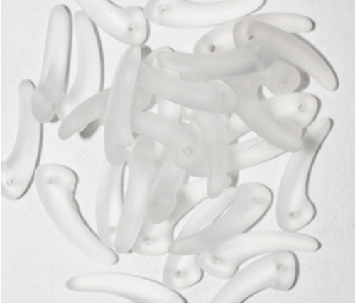 Frosted Crystal Tooth Czech Pressed Glass Beads 15mm pk/30