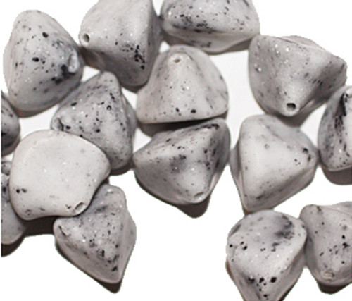 Gray Fossil Rock Czech Pressed Glass Beads 13mm pk/16