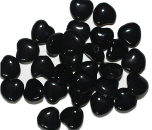 Black Heart Czech Pressed Glass Beads 8mm pk/30