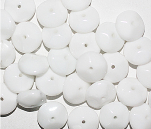 White Wavy Czech Pressed Glass Beads 10mm pk/30