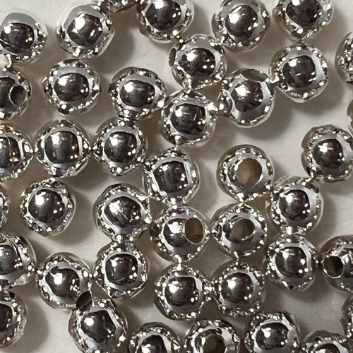6mm Smooth Round Silver Plated Metal Beads Pk/50
