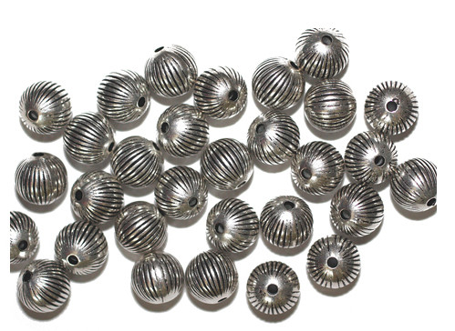 9mm Onion Silver Metalized Plastic Beads Pk/30