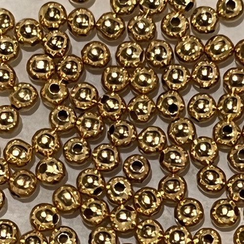 3mm Smooth Round Gold Plated Metal Beads Pk/125