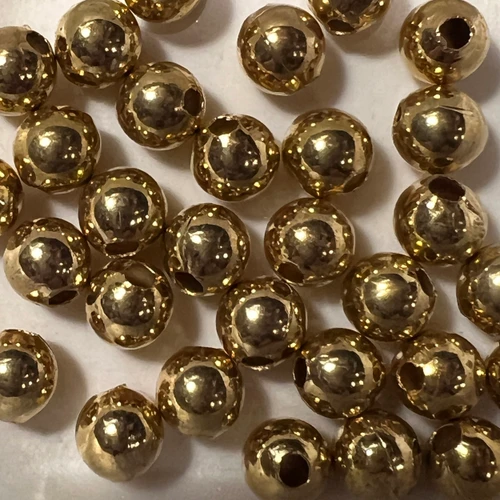 8mm Smooth Round Gold Plated Metal Beads Pk/30